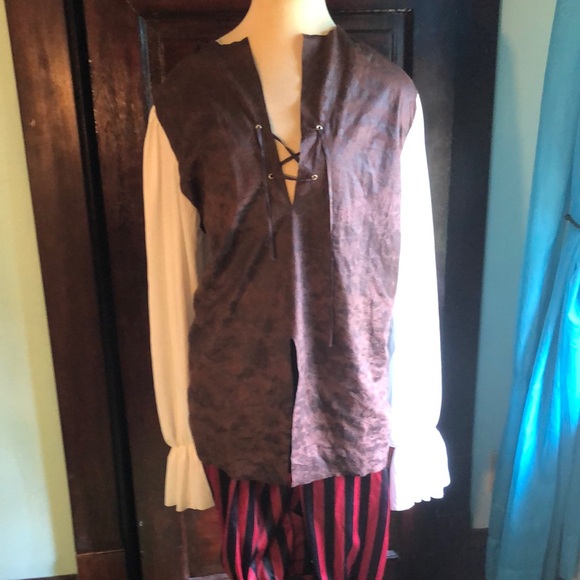 Pirate costume/men’s-one size fits most/boot attached to red and black pants - Picture 1 of 11